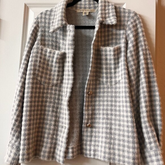 Sweater Jacket – Size Small | Grey & White Checkered | Boho Cozy Vibes - Picture 1 of 3